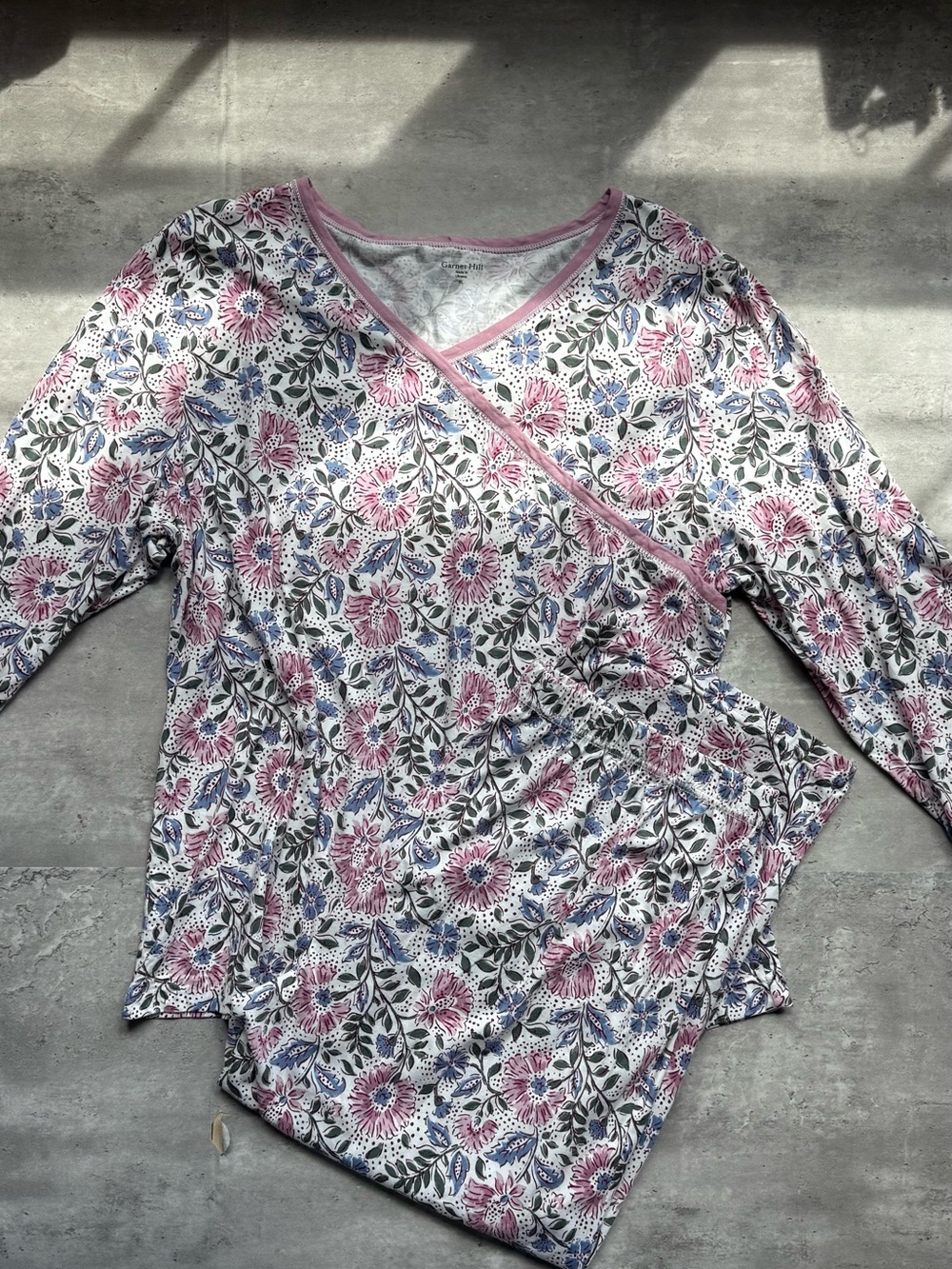 Garnet Hill Pink and Blue Floral pjs set
